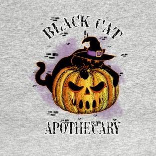 Black Cat Apothecary Halloween Design T-Shirt